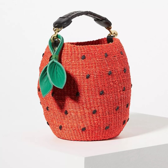 Clare V Handbags - Clare V Pot de Miel Fraise Strawberry bag straw handbag